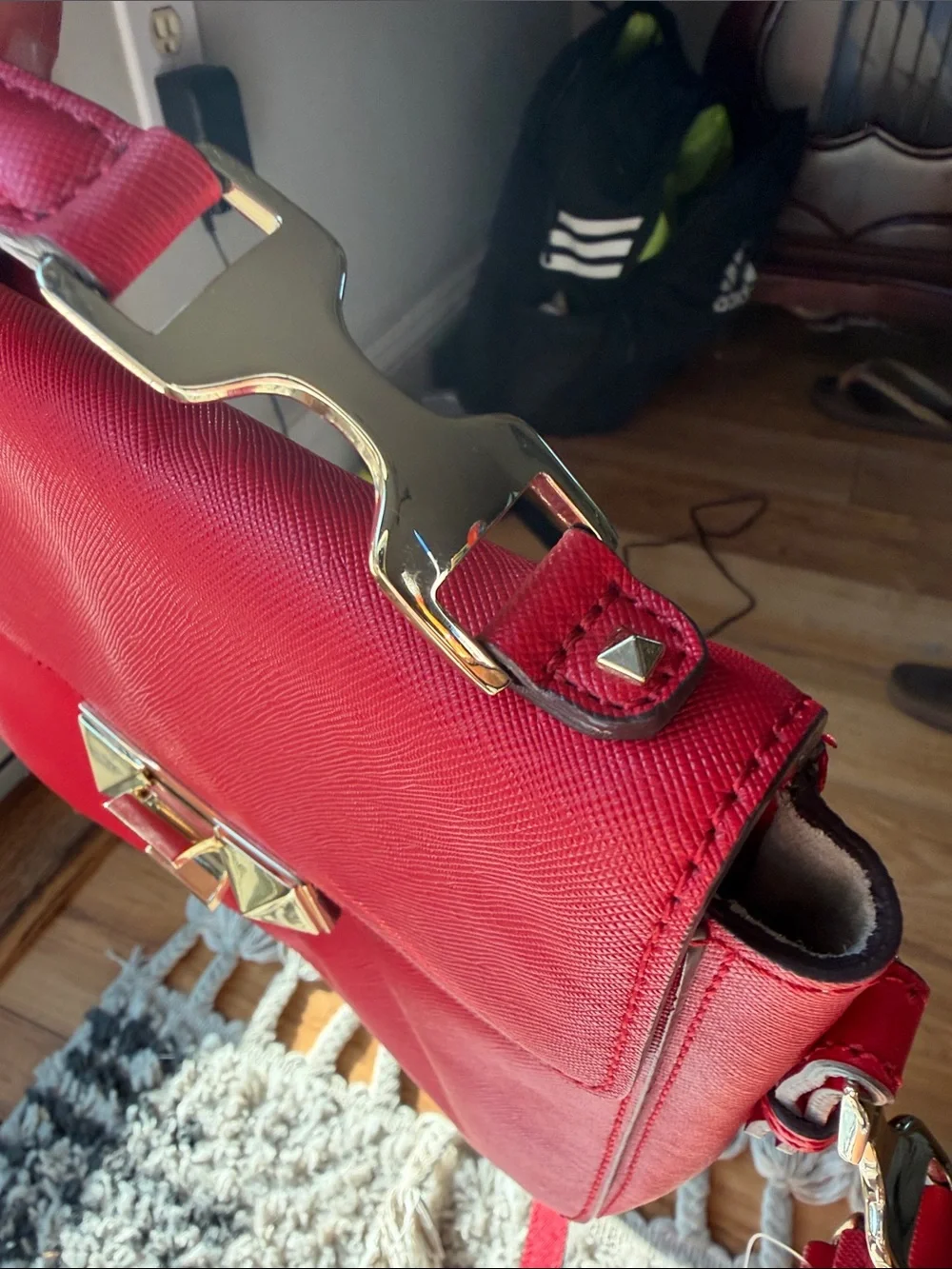 Ann Taylor Red Women's Structured Satchel Bag with Gold Hardware NWT $178